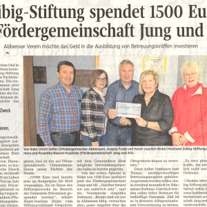 Zeibig Stiftung spendet 1500 Euro