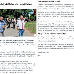 Zeitungsartikel 10 Jähriges PAZ Layout2